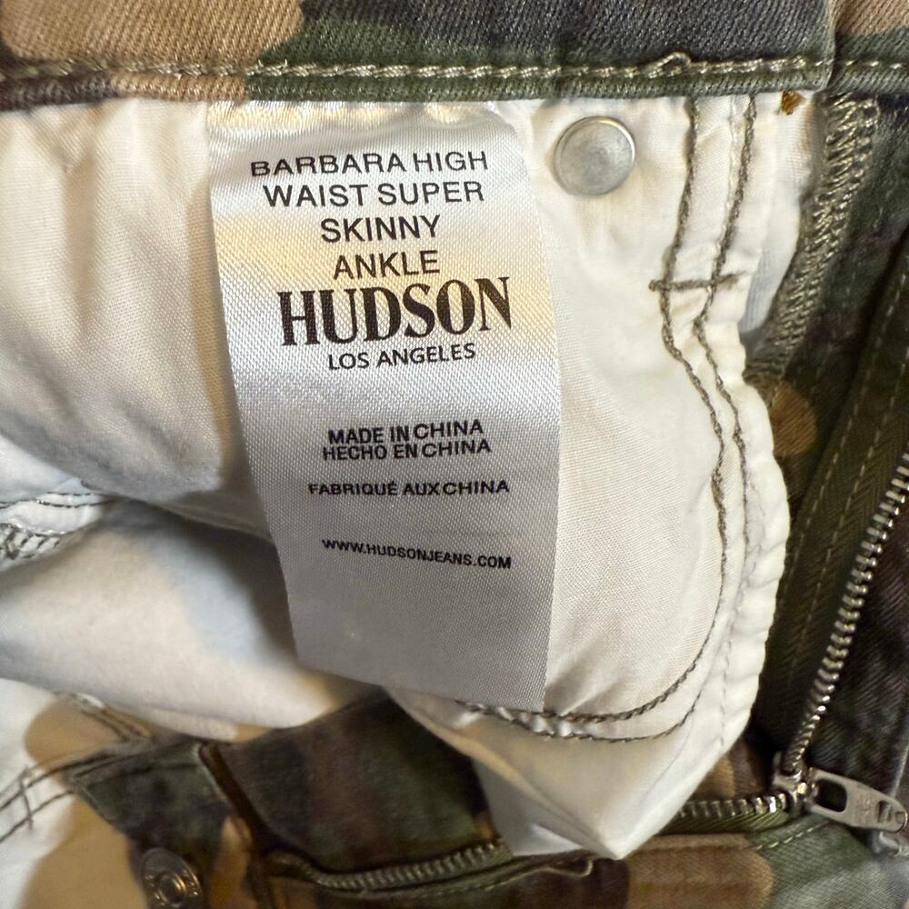 Hudson Women’s 26 Green Camouflage Barbara High Waist Super Skinny Ankle Jeans - Picture 11 of 12